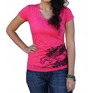NEW ORIGINAL COWGIRL CLOTHING ridem' cowgirl burnout tee in pomegranite